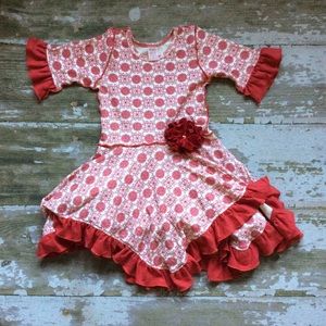 Giggle Moon Red And White Floral Dress